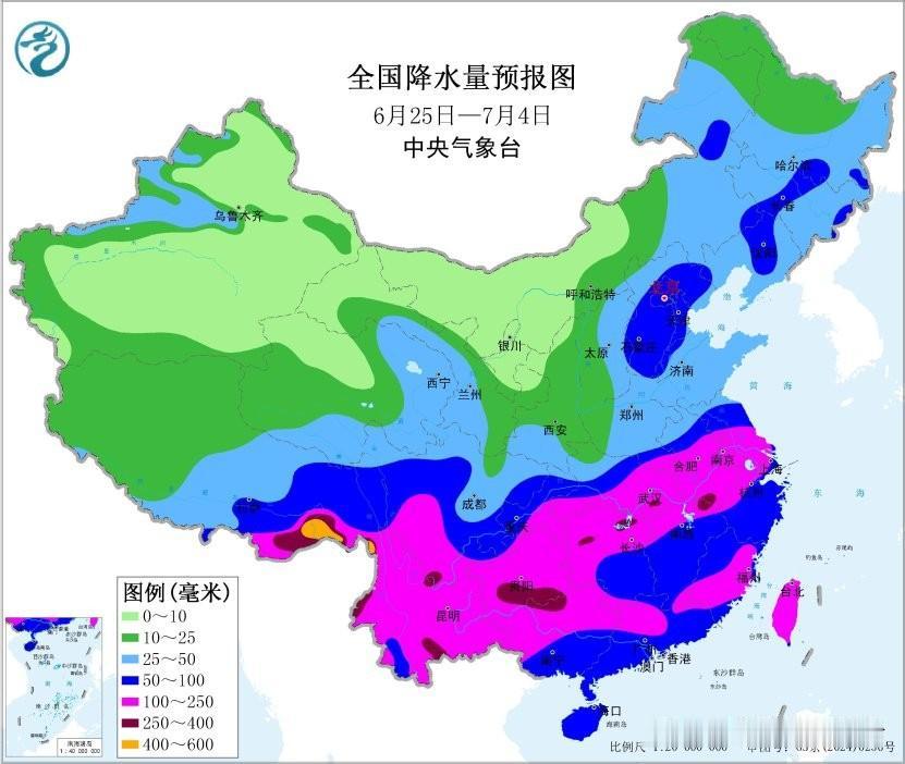 【预报图蓝色区域扩大，后期华北黄淮降雨增多！】今天（25日）白天，中央气象台