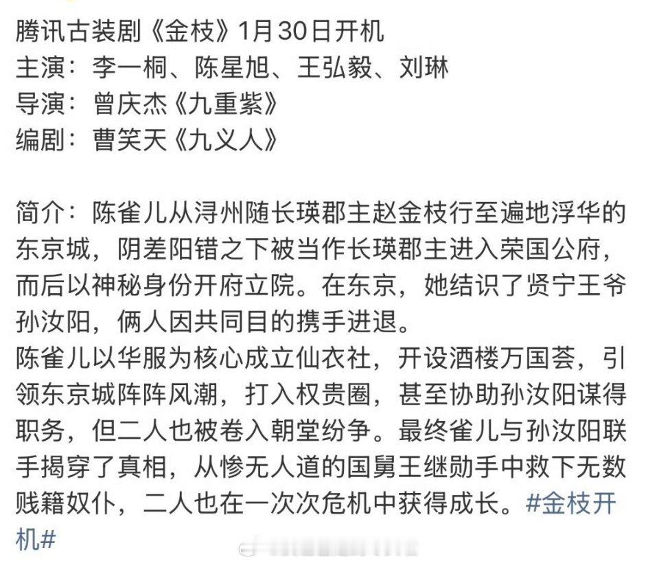 🍉《金枝》李一桐，陈星旭，王弘毅王弘毅的男主剧还没播就资源降级回去演男二了，实