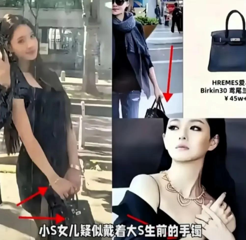 大S生前的包包珠宝，据说出现在了小S女儿身上，据网友爆料包是四十多万的爱马仕