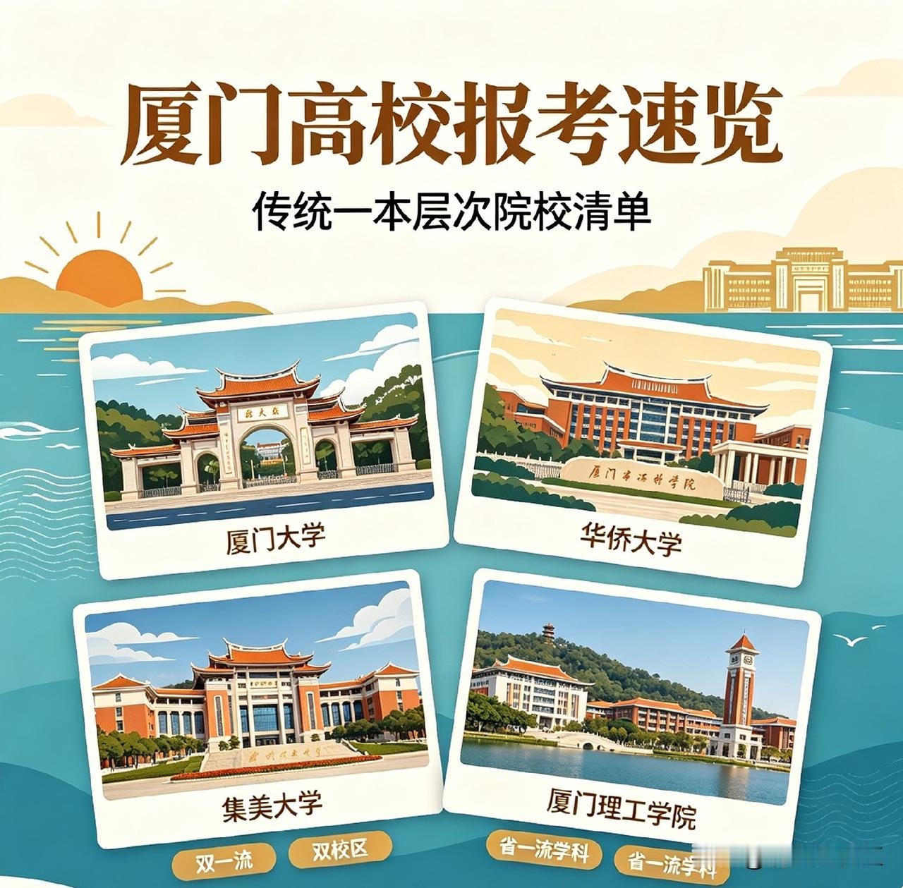 厦门到底有几所一本大学?录取分数线在特控线以上的有：1.厦门大学（985高校