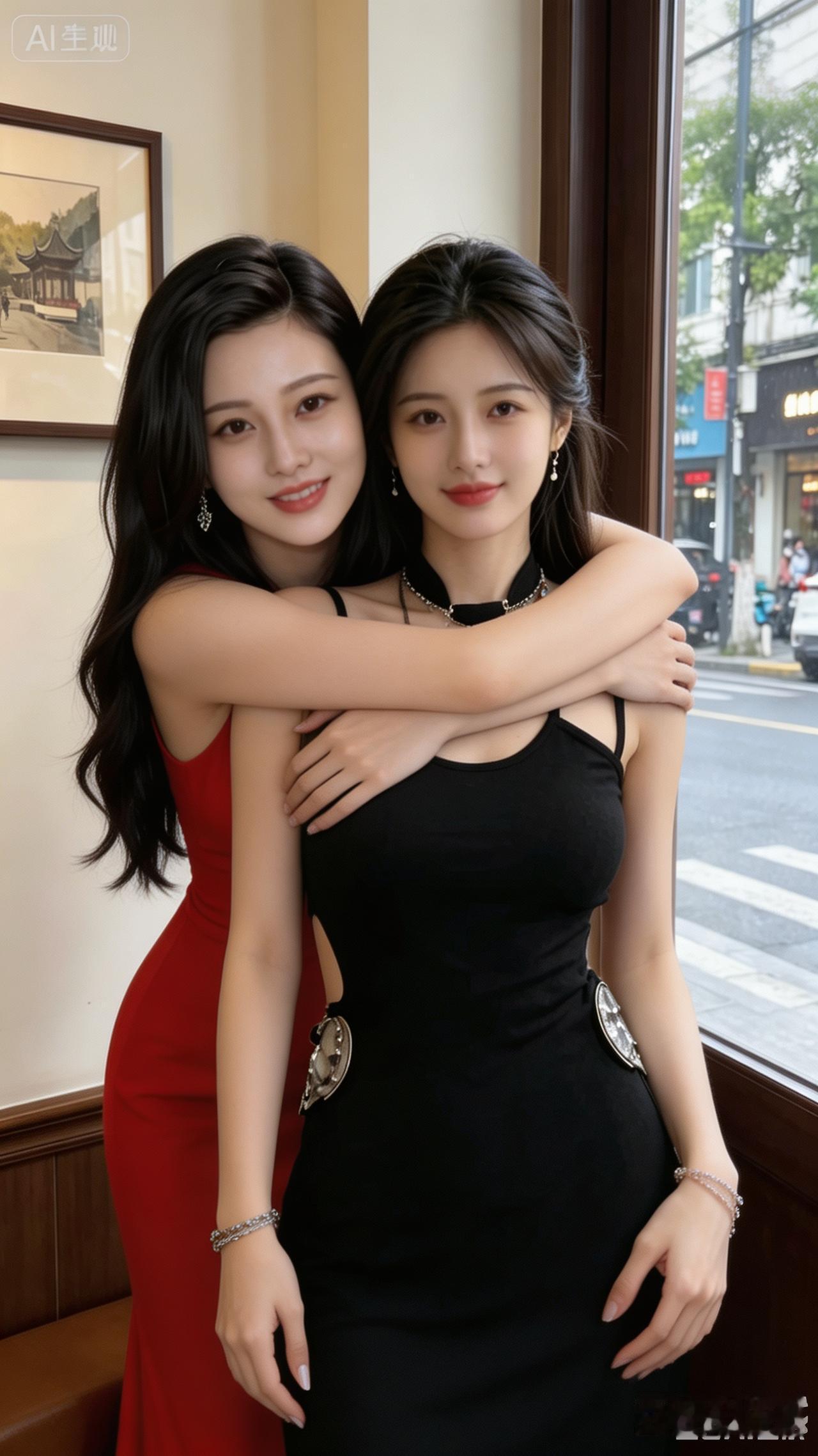 两位美女穿得真漂亮，好有气质！