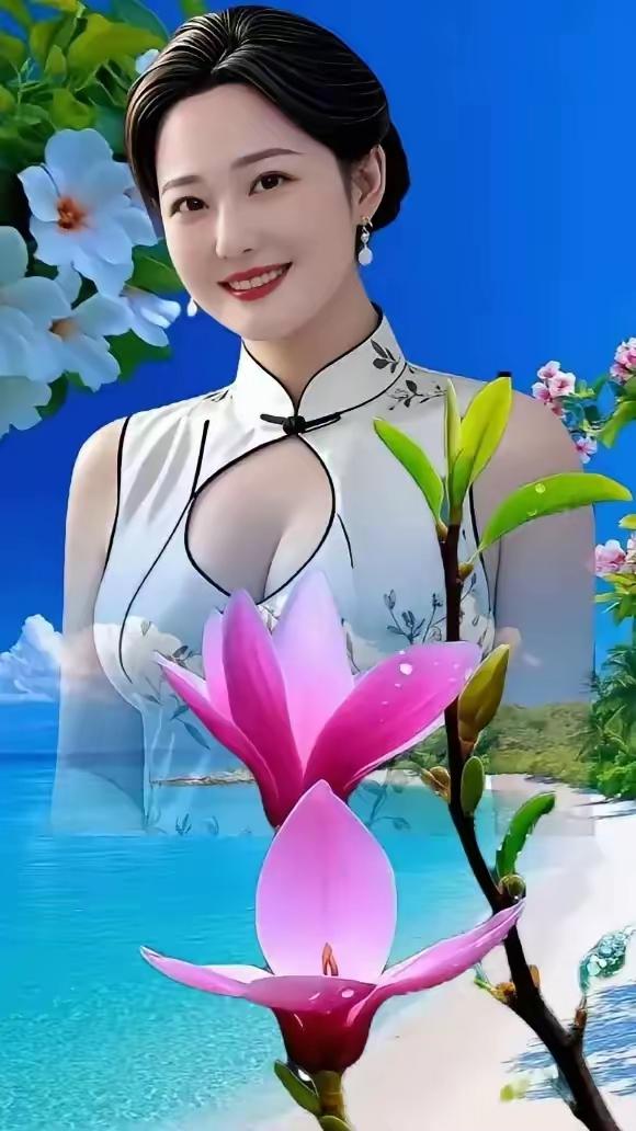 优雅旗袍与热带风情，尽显东方韵味与异国风情。
