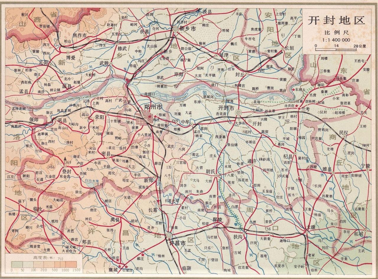 从70年代的河南省地图上看，沙化土地仍有分布，原郑州市、安阳地区、新乡地区、开封