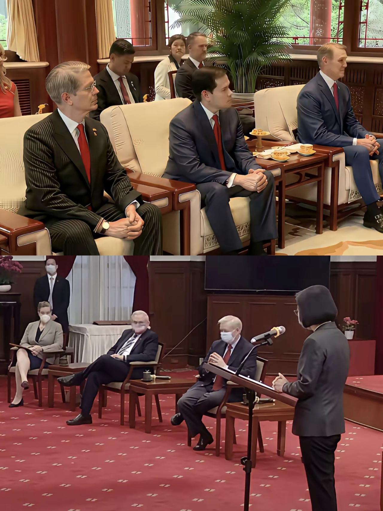 两厢对比，高下立判！一群小议员，翘着二郎腿，要上天。而好多实权白宫高官，却正