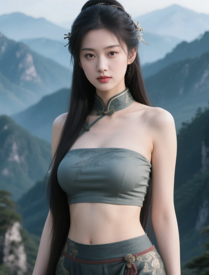 仿佛是从仙境中走出的仙子，带着神秘的气息。