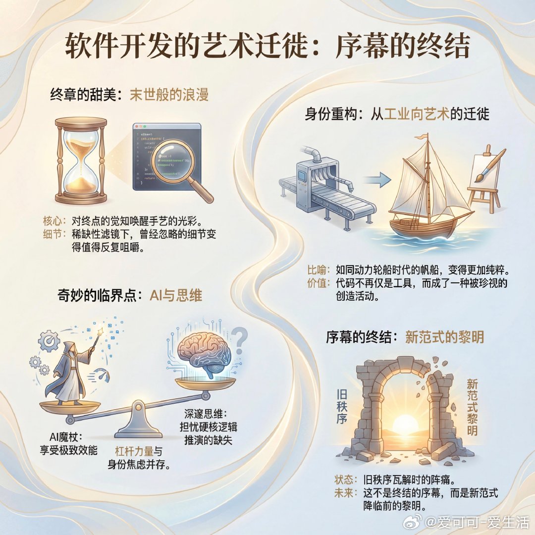 Moxie谈到他正在享受软件开发的最后时光。这种情绪里藏着一种末世般的浪漫：当