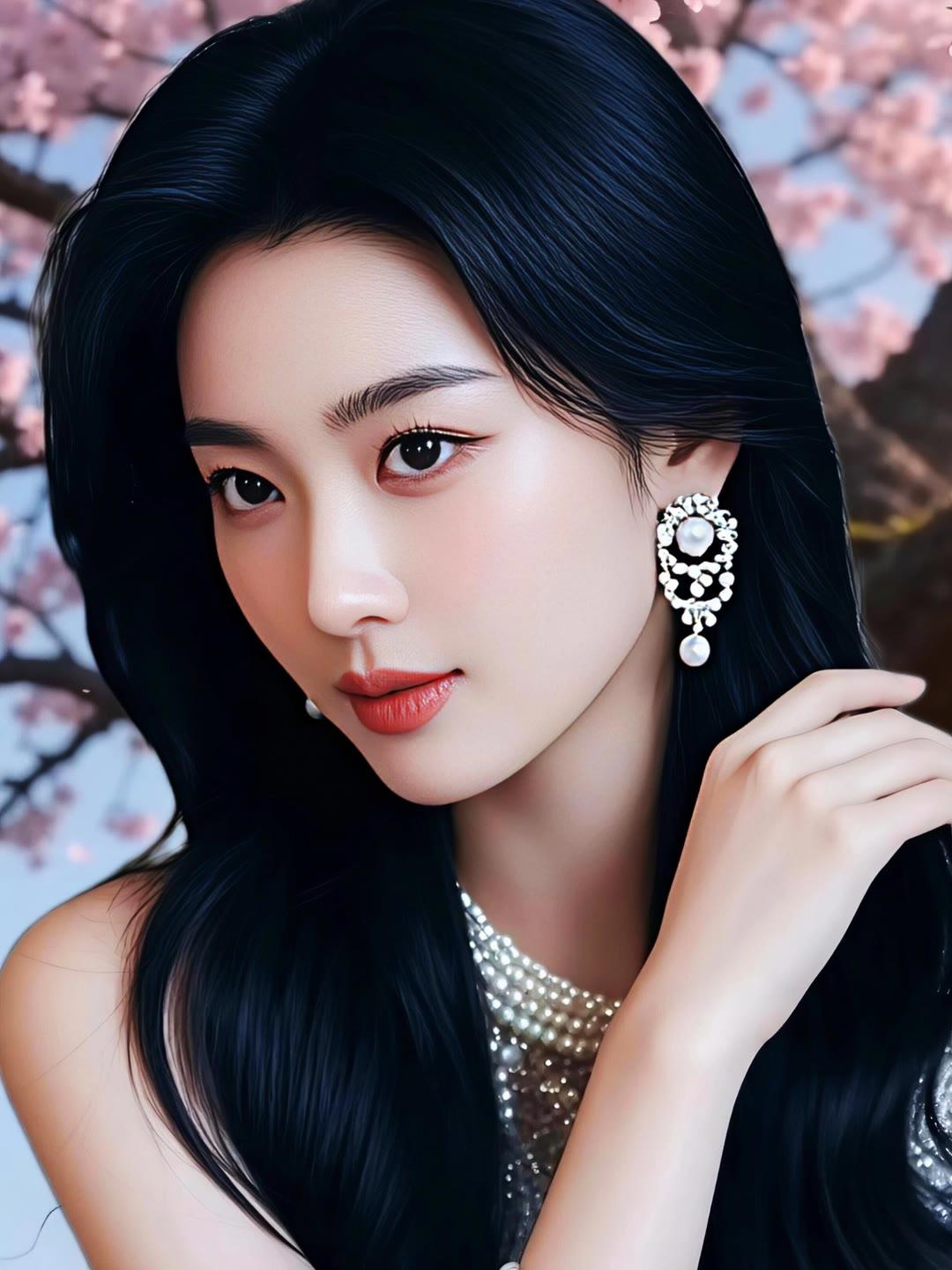 粉面桃花笑，玉簪映春光。