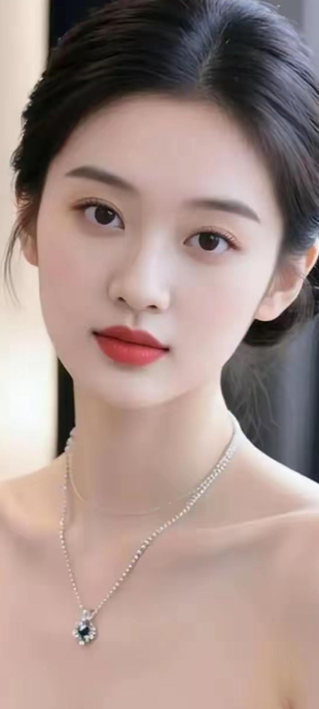 优雅气质，精致妆容，闪耀项链，完美女神