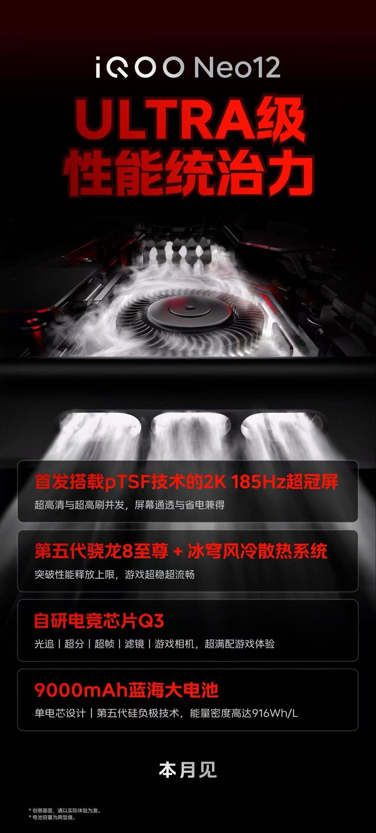 【iQOONeo12全配置公布，本月发布的性价比游戏手机】亮点1️⃣搭载
