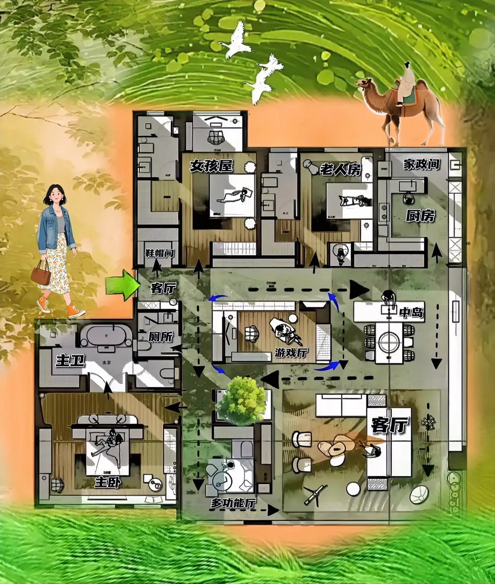 八卦162㎡，家气味美学，大猪蹄子户型，整出双动线，香惨了！