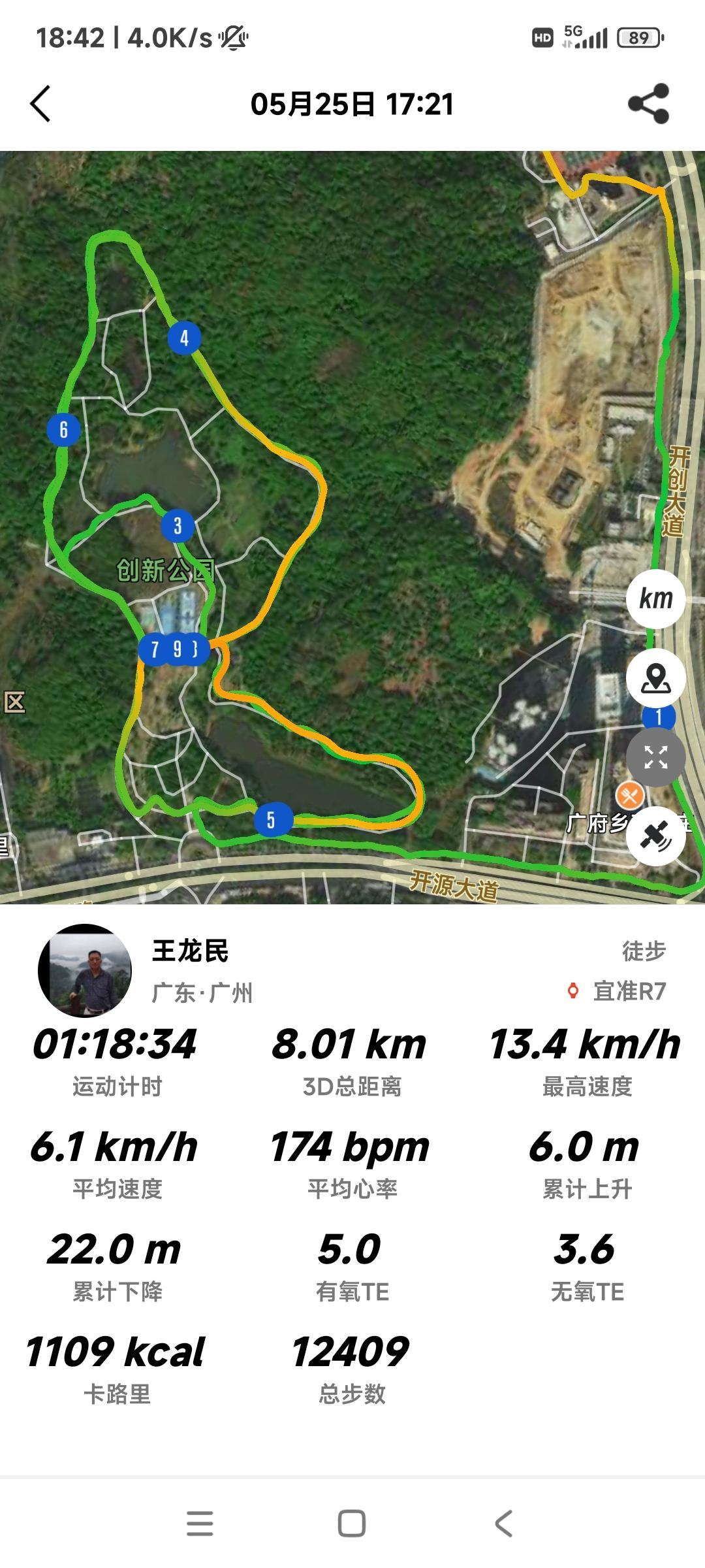吓人啊，走路平均心率达到174，这还敢走路吗？只能躺平。跑步心率123，走路正