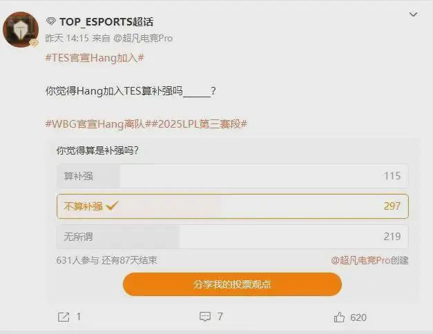 你觉得Hang加入TES算补强吗？