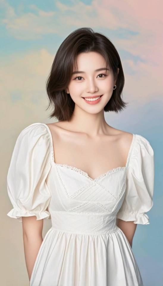 笑靥如花，温婉似水。