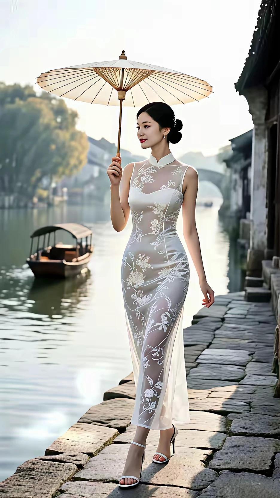 上联：轻烟古渡映寒月，下联：瘦石疏篱抚晚风，这两个动词用得巧妙，为列锦对联添了灵