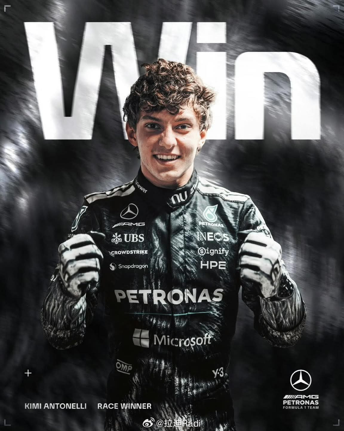 小kimi以19岁216天的年龄，成为f1历史上最年轻的积分领跑者！此前该纪录