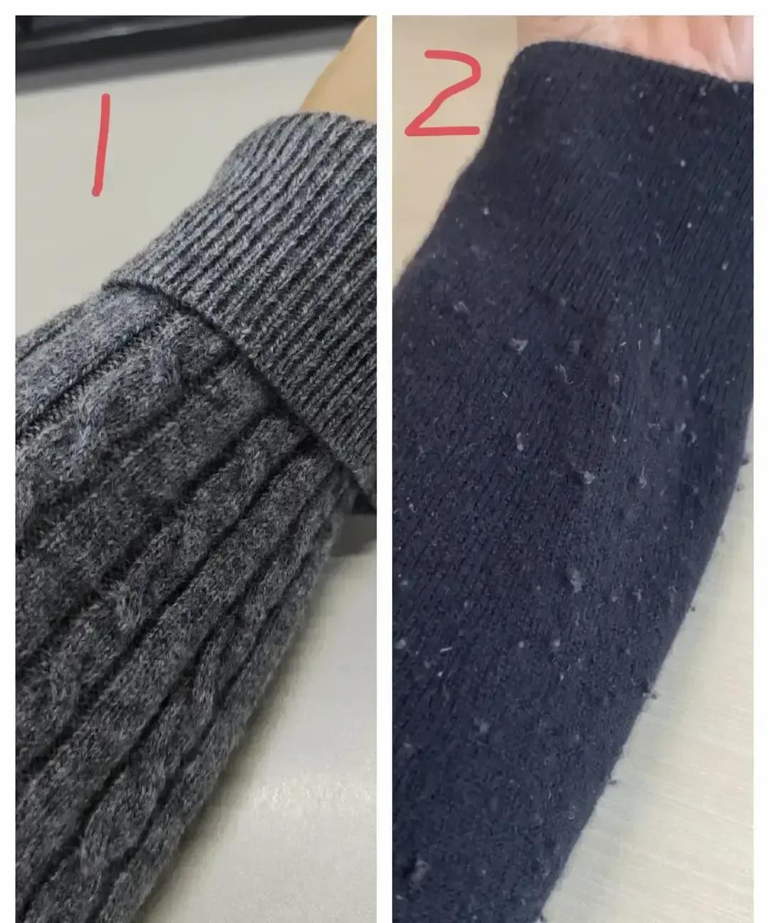 小红书博主晒图吐槽，180块和500块的全羊毛毛衣穿几次全起球，袖口腋下像长毛毯