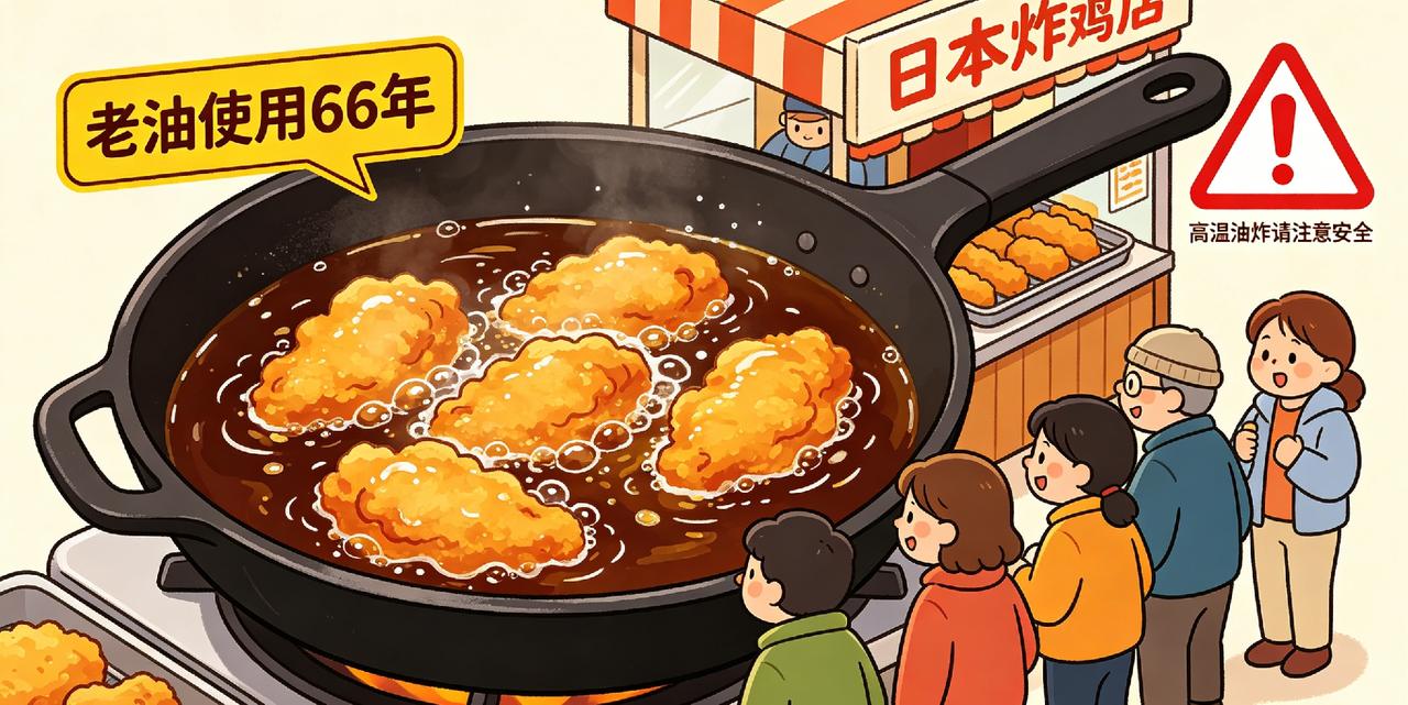 近日日本一家老牌炸鸡店爆火出圈，招牌卖点就是一锅油反复沿用66年。店家声称每日