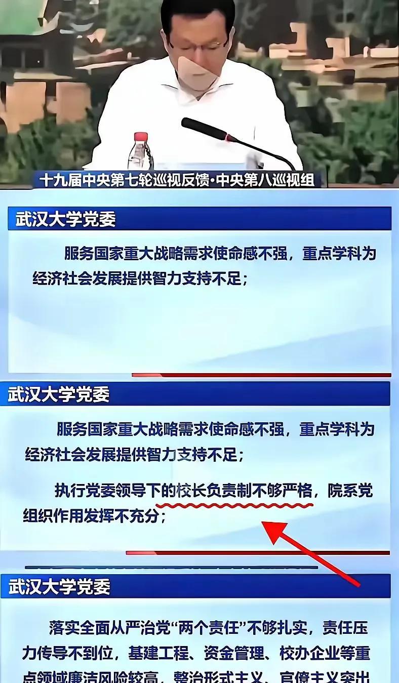 网上疯传一张图，武汉大学被中央巡视组点名批评，不知真假？看不出具体的时间，内容倒