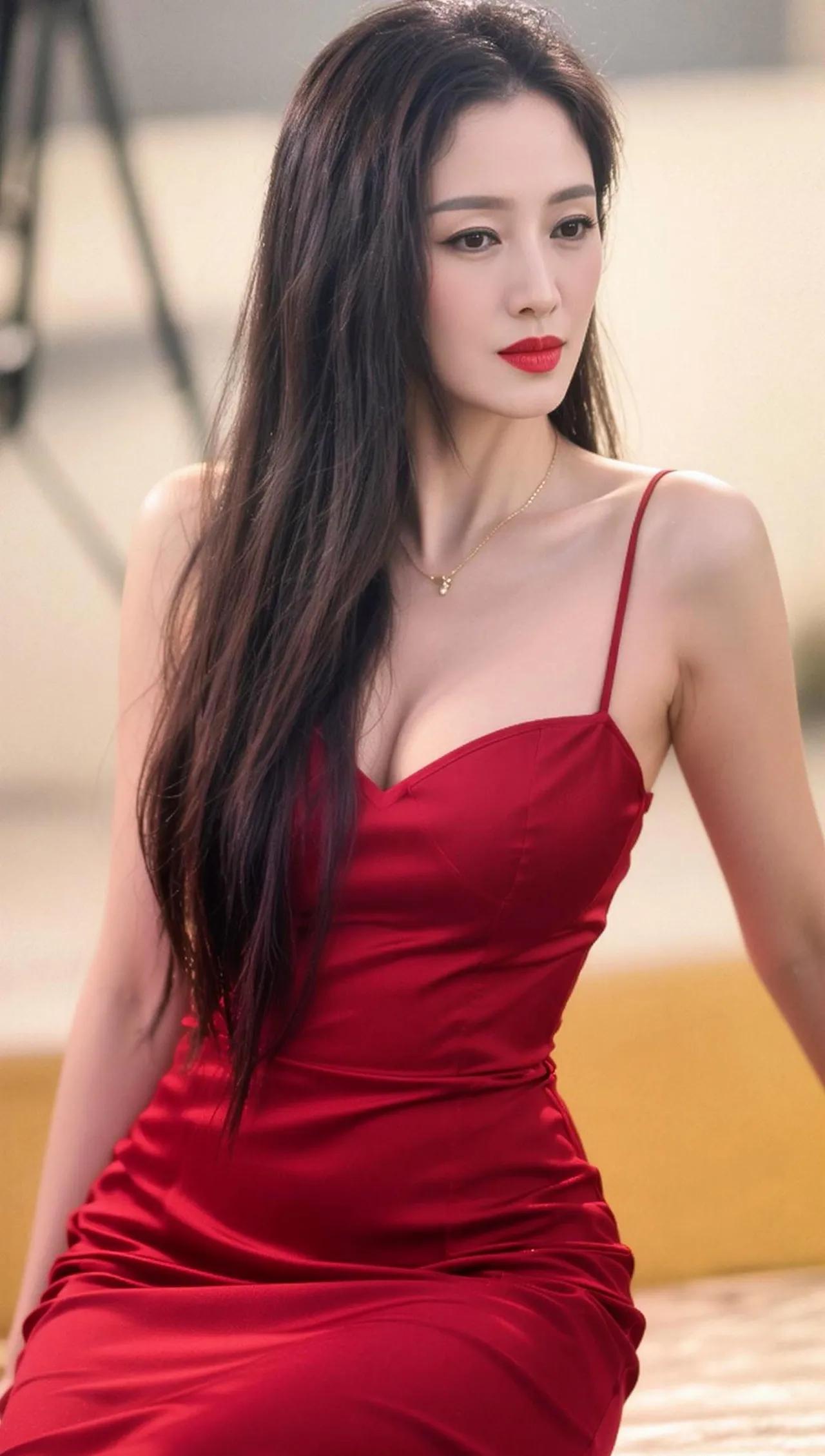 优雅红裙，惊艳时光，红唇轻启，魅力无限！💃💄👗