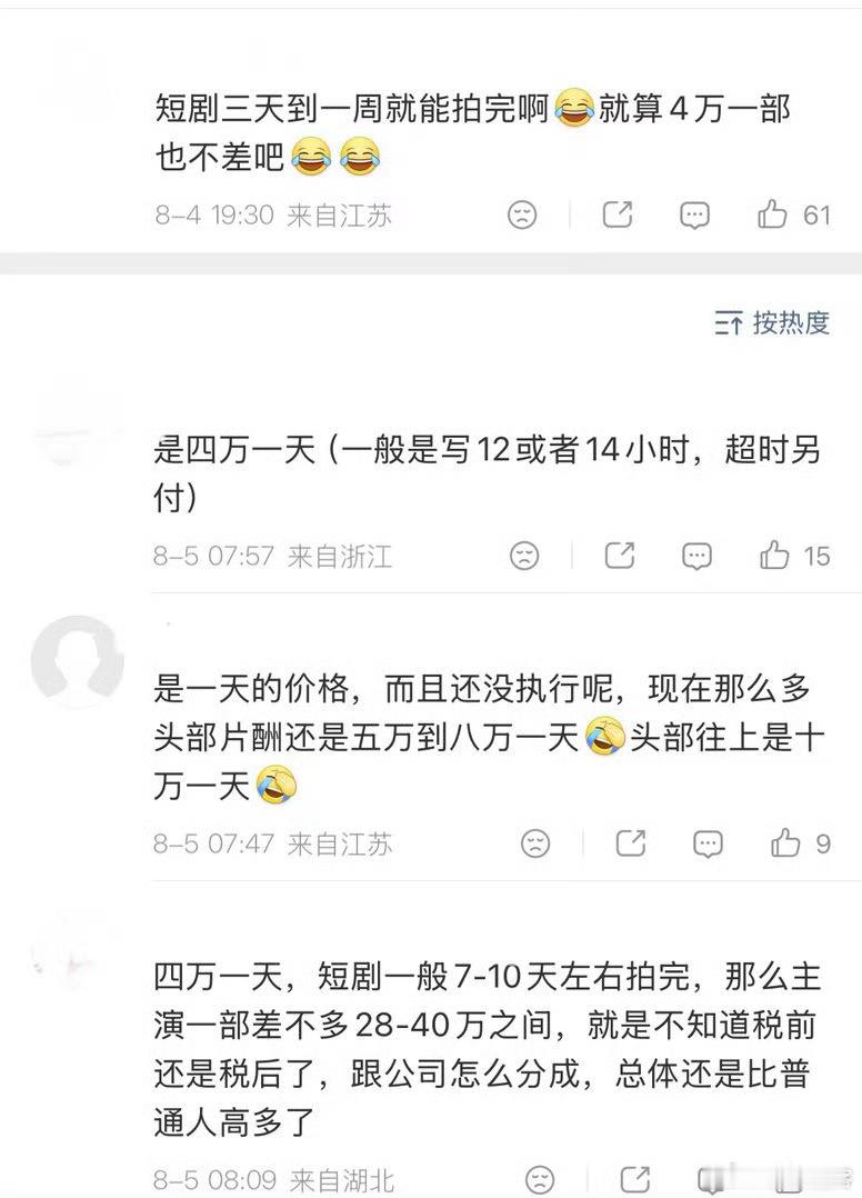 短剧演员日薪四万好想去抢钱…