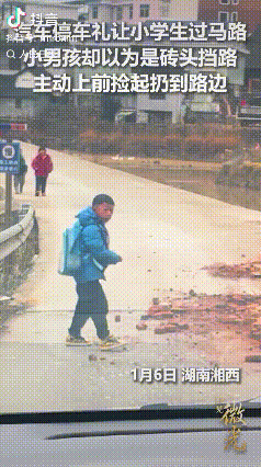 “火到人民日报了！”湖南湘西，一辆汽车在路上遇到过马路的小学生，主动停车礼让，谁
