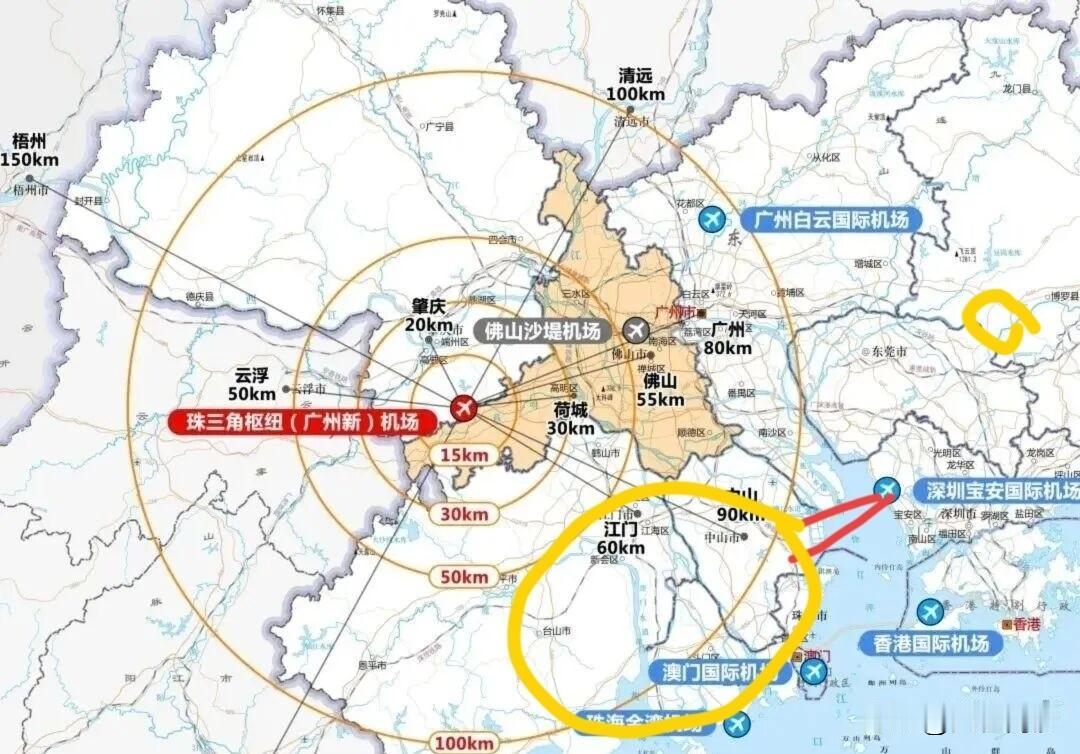 这样子来看广州第二机场，是不是格局就很明显了？谁还会说这个选址差？选在这个位置
