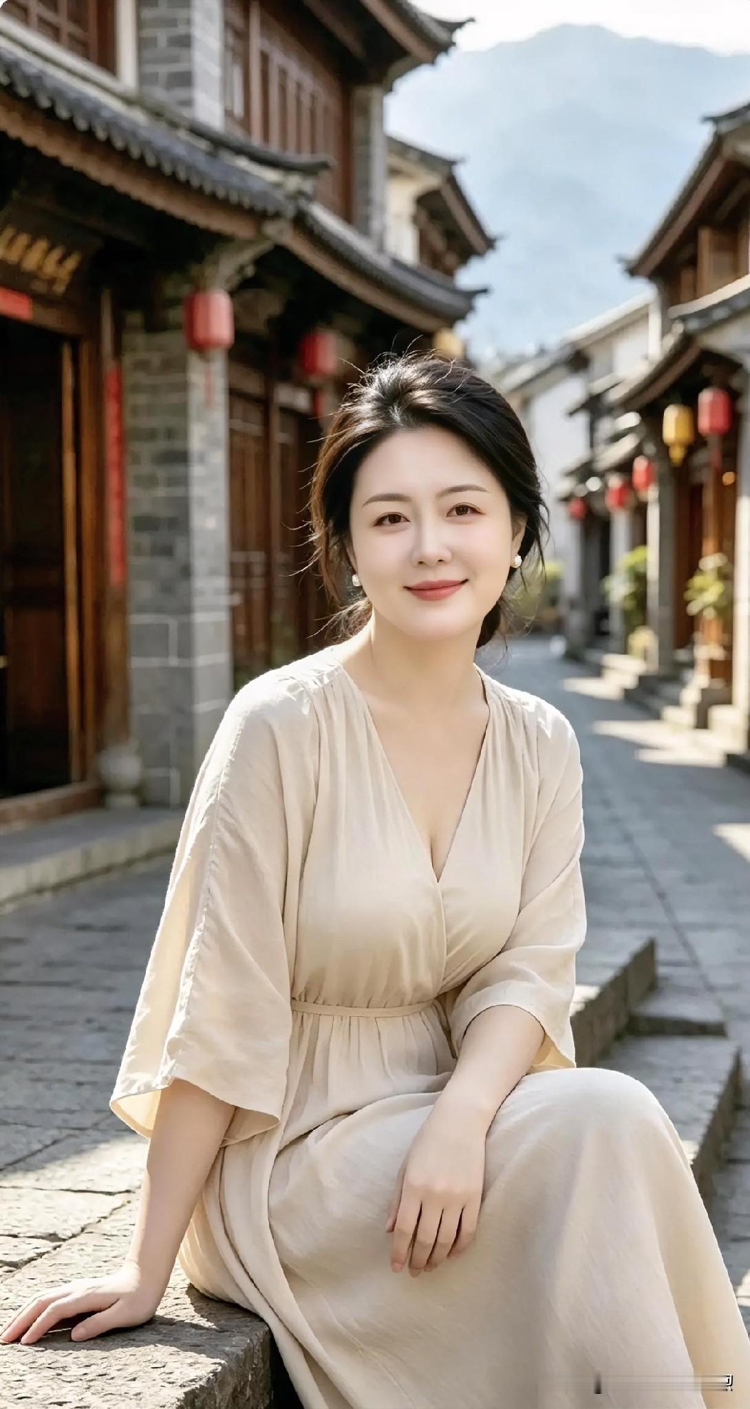 【现代散文诗】青石巷，黛瓦檐，她坐成一首温婉的诗。米色裙裾轻垂，笑意如风拂过