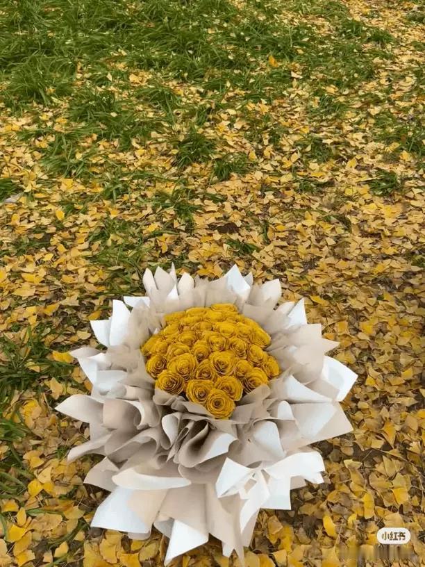武汉一花店老板用10小时，将1000片银杏叶做成33枝“玫瑰花束”“这哪里