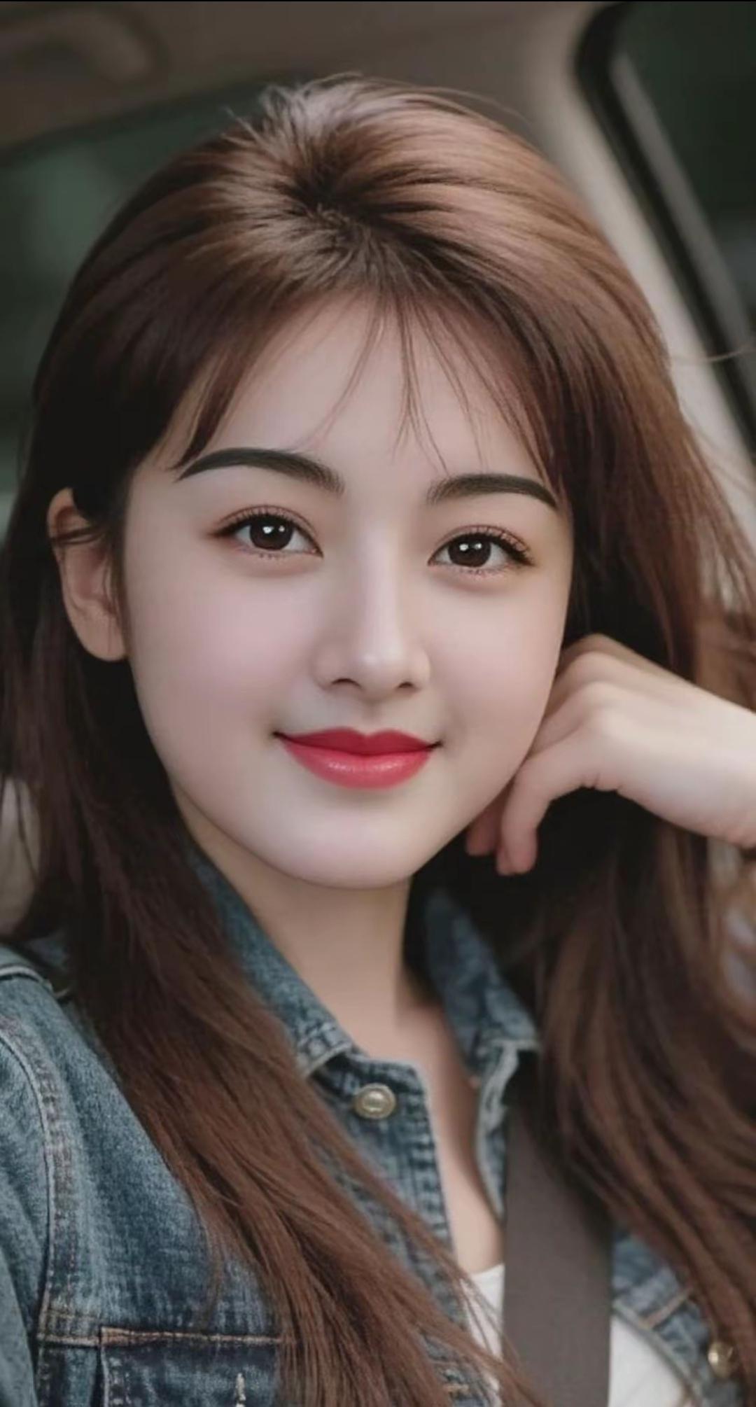 元气少女，甜美笑容，车中自拍，青春洋溢。优雅美图分享美女人像群