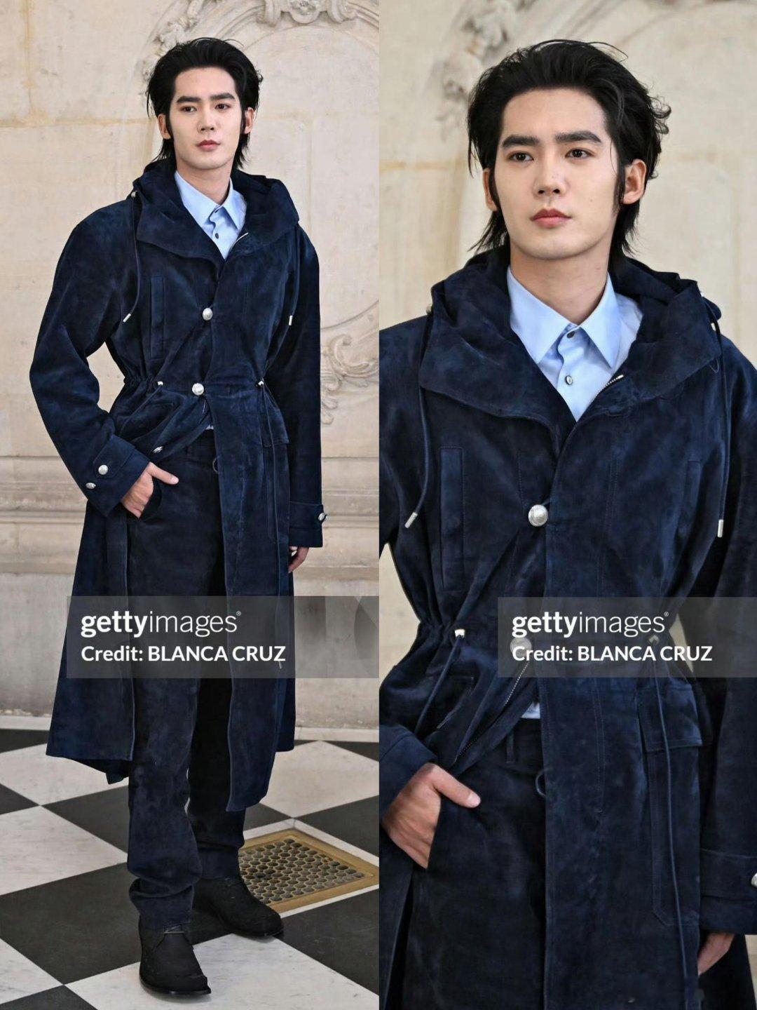 于适巴黎DIOR看秀生图，G社这是变站姐了吧！状态无敌，还得是我们中式帅哥。于