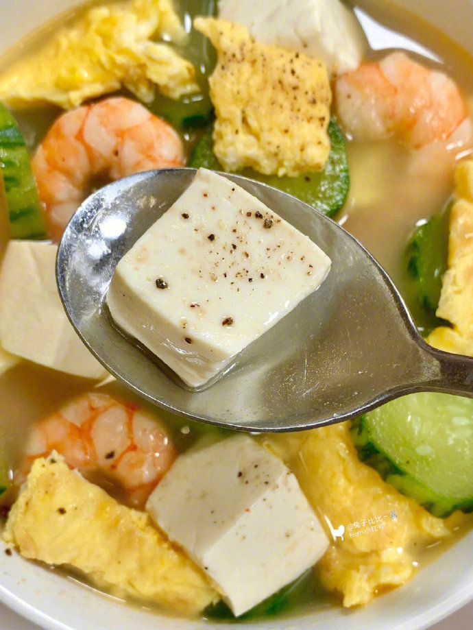 家常菜掉秤神器虾仁豆腐汤