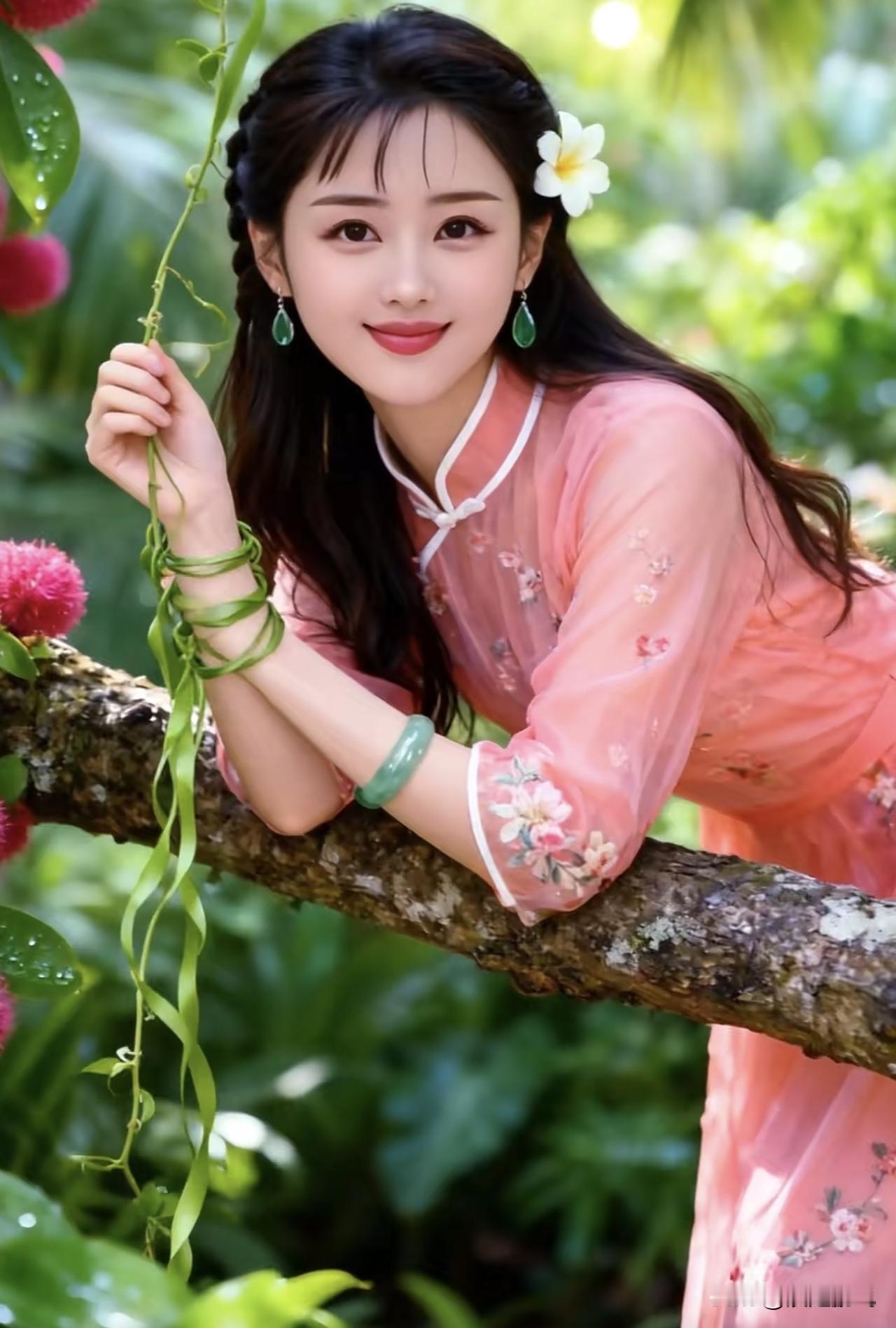少女在花丛中，温柔笑靥如花🌸🌸花海少女感紫色花海少女紫色花海少女花海少
