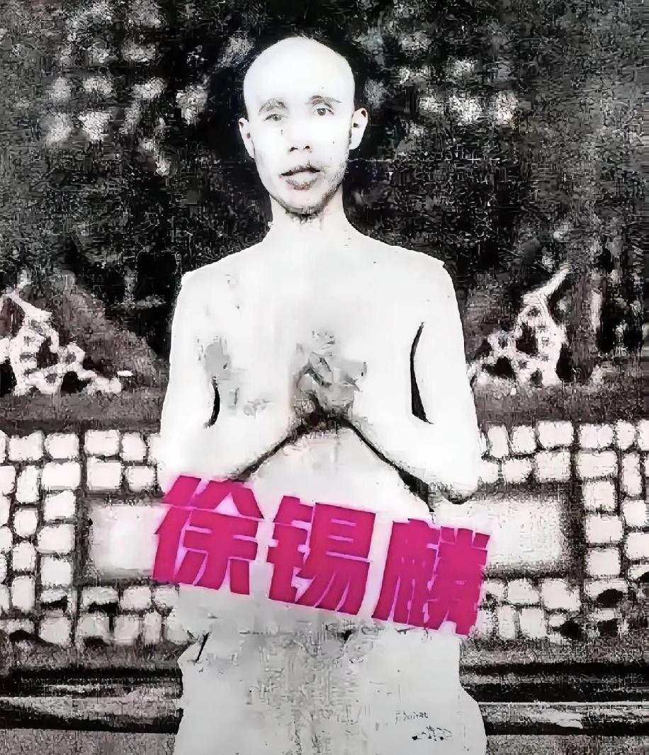 1907年，徐锡麟被绑在刑场上，刽子手抡起铁锤，对他的下半身进行了残忍的打击，接