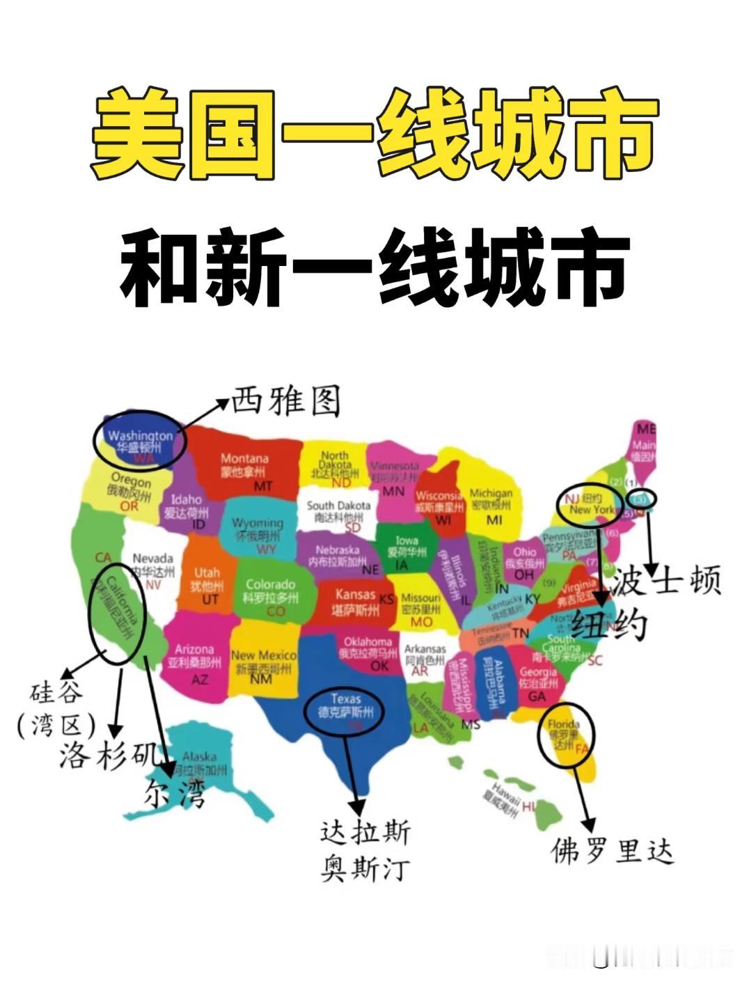 聊一聊美国的一线及新一线城市。关于美国一线城市，纽约和洛杉矶的地位几乎无争议