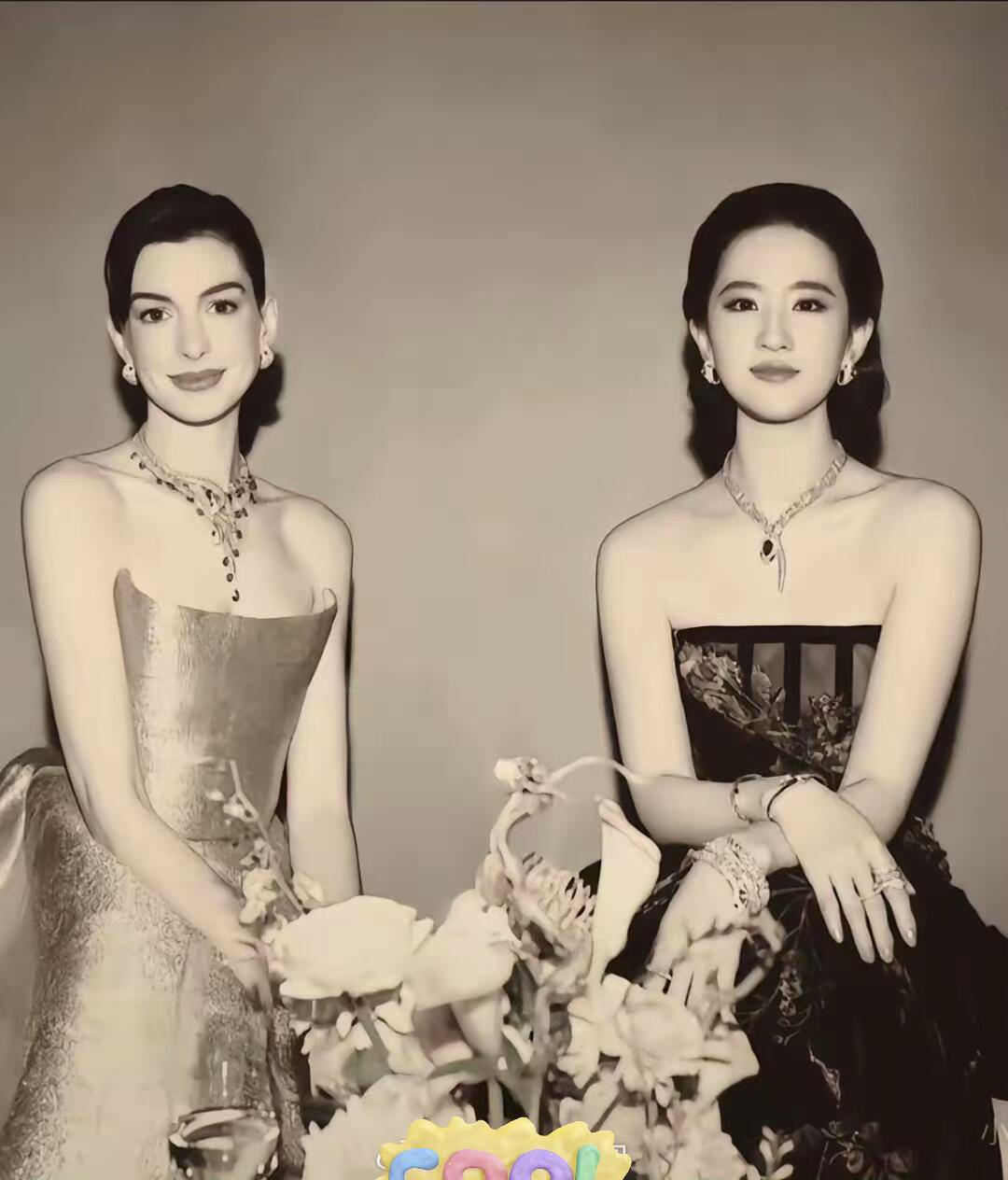 刘亦菲和安妮海瑟薇同框，完美诠释了“你有你的西方骨，我有我的东方相”。安妮海瑟薇