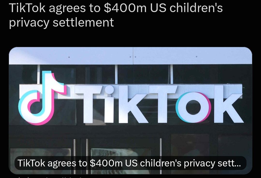 TikTok同意赔付4亿美元，约合30亿人民币，和美国监管达成和解。美方指