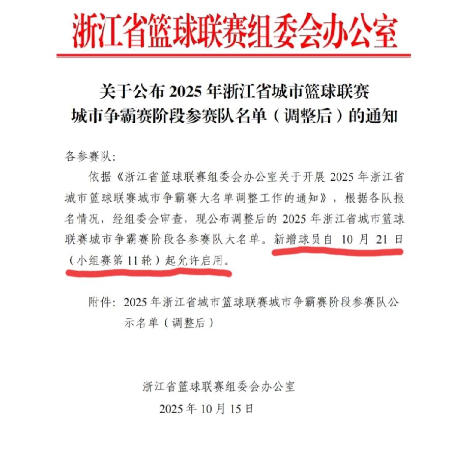 浙BA各支球队名单迎来大调整,其中前期战绩不佳的宁波、湖州两队名单调整幅度最大,