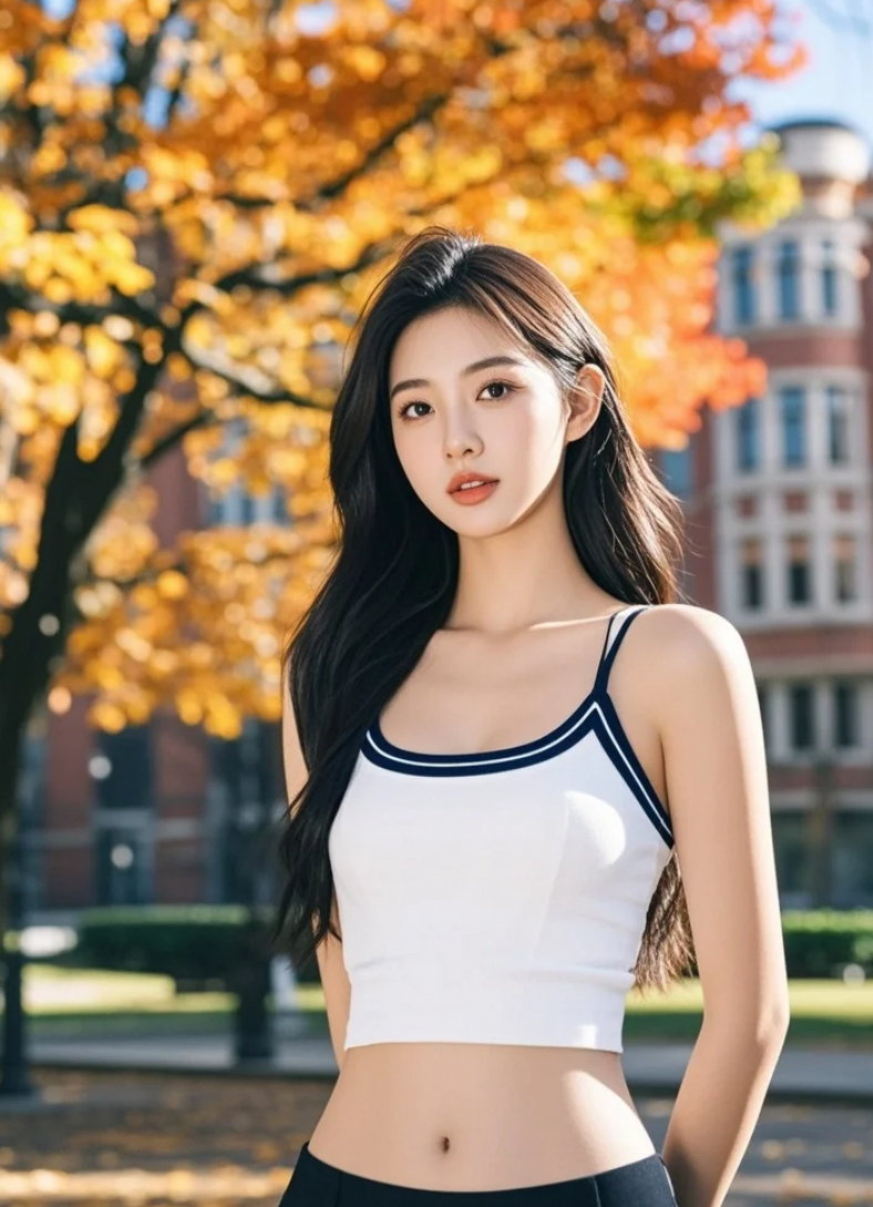美女学院风户外俏皮登场，可爱感爆棚