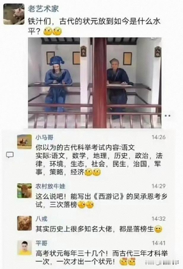 古代状元放在现代是什么水平？