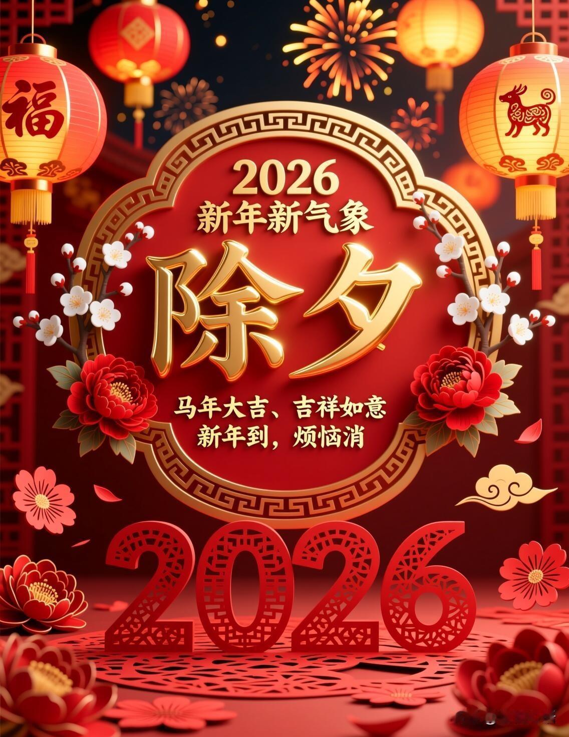 除夕唯美图片分享，2026除夕唯美文案搭配1.旧岁千般皆如意，新春万事定