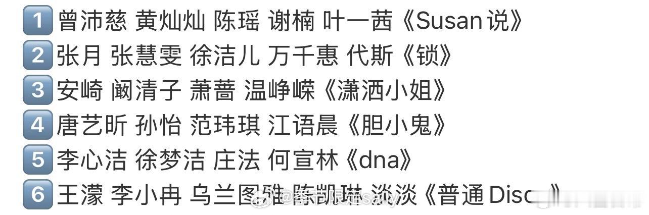 四公分组浪姐四公分组选曲🍉曾沛慈（队长）黄灿灿陈瑶谢楠叶一茜《Susa