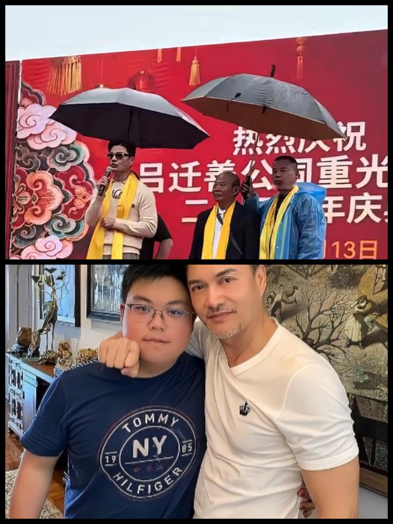 68岁的香港演员吕良伟近日带儿子回广西陆川祭祖，开着劳斯莱斯轿车长途归乡，以前有