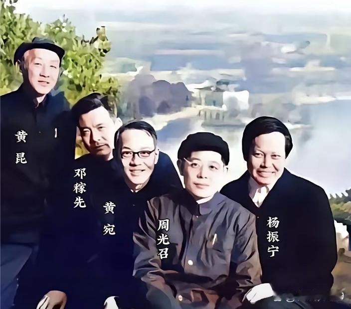 五位科学巨擘相聚颐和园，你都认识他们都是谁么？1974年杨振宁第五次回国，这