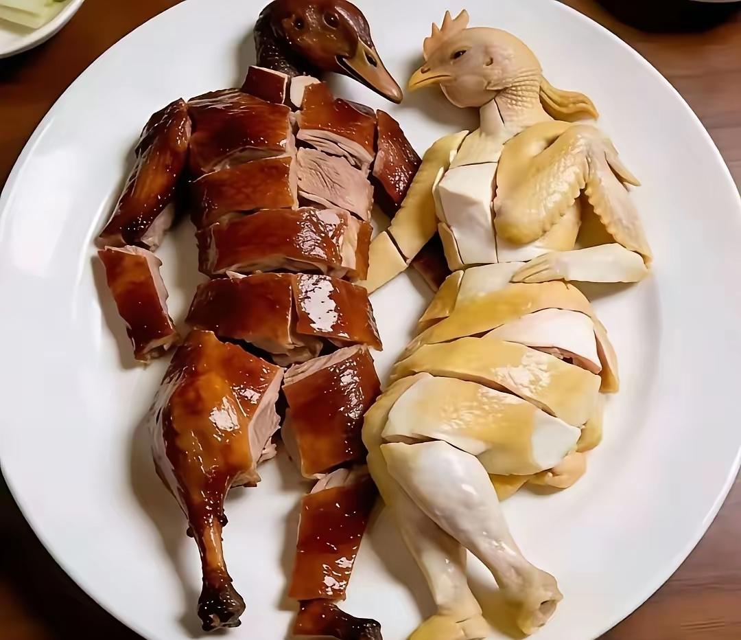 这厨师真有艺术细胞，生动形象吧？真的很让人羡慕呢[捂眼睛][捂眼睛][捂眼睛]