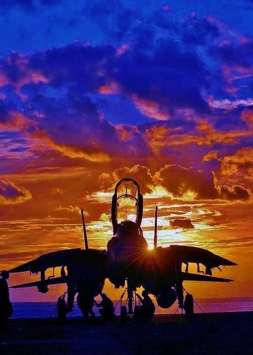 猫宁。霞光下的F-14大猫