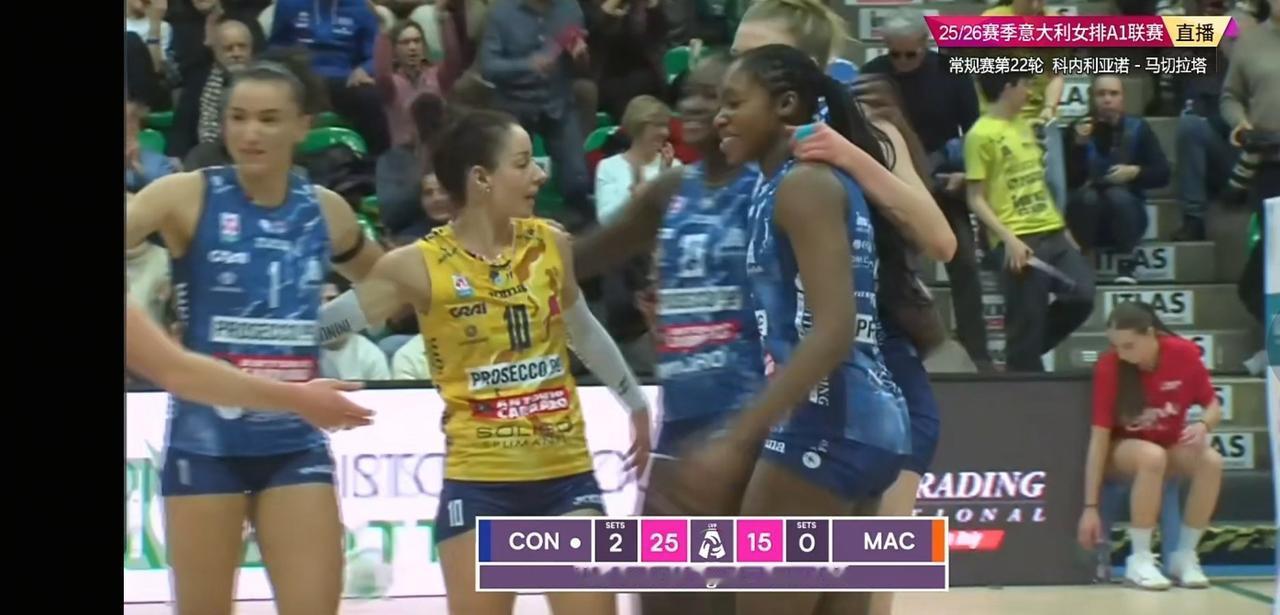 在今天凌晨结束的2025-2026赛季意甲女排联赛第22轮的一场比赛中，朱婷效力