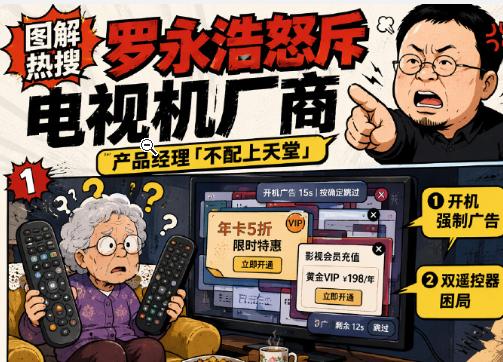 罗永浩怒斥电视机厂商，这回我是真站老罗这边！虽然不太喜欢罗永浩，但这次他骂电视