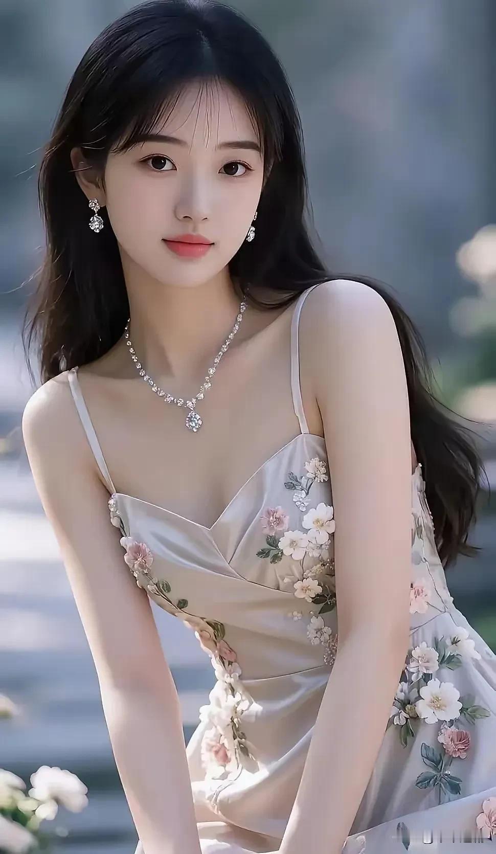 一袭花裙轻曳，把整个春天的温柔都穿在了身上。仙气轻纱长裙