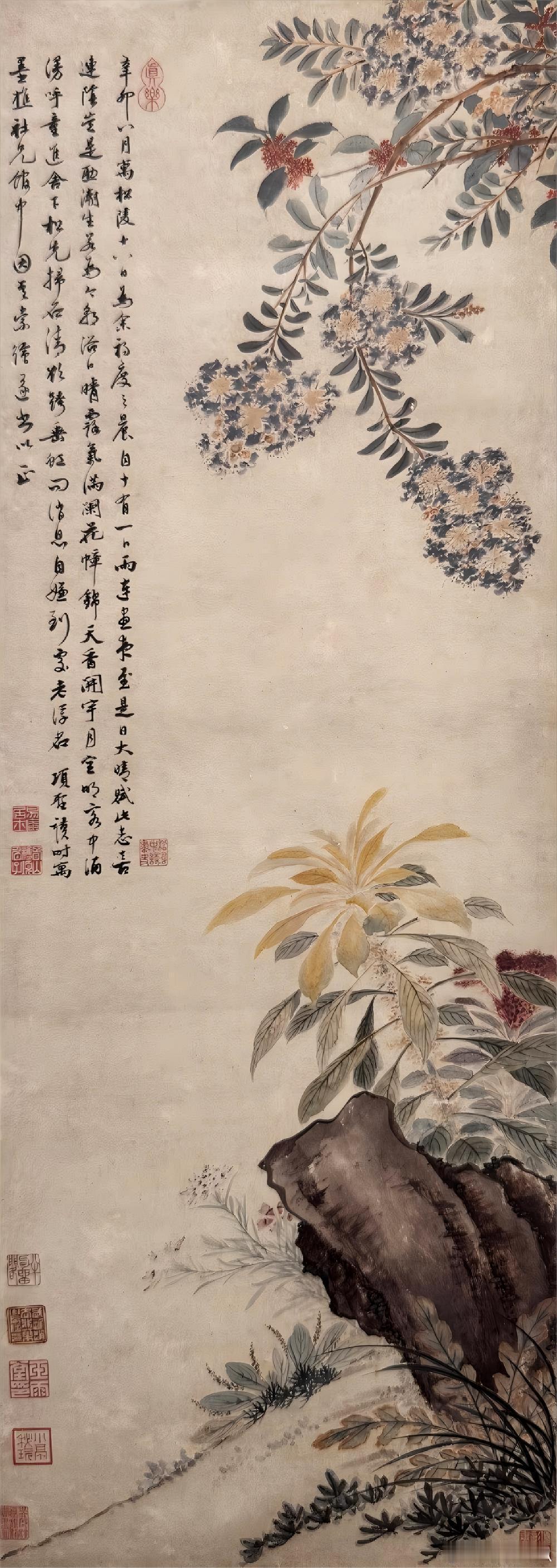 国史古风【中华名画欣赏《秋花图》（项圣谟）】《秋花图》由明代画