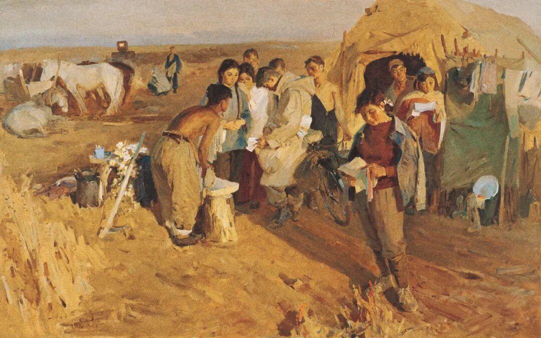 新中国油画经典《远方来信》，央美马训班老师最喜欢的作品，1957年，汪诚一与詹建